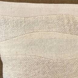 Patchwork Pillow 16x16, White Cream Gray, Handwoven Cushion, Woolen Throw Pillow, Textured, Wavy, Natural Sofa Monochrome, Fading - thumbnail 2