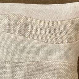 Patchwork Pillow 16x16, White Cream Gray, Handwoven Cushion, Woolen Throw Pillow, Textured, Wavy, Natural Sofa Monochrome, Fading - thumbnail 3