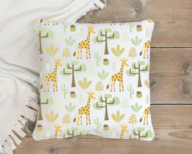 Jungle Animals Nursery Cushion , Safari Baby Decor Theme Giraffe - image 1