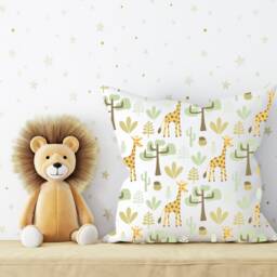 Jungle Animals Nursery Cushion , Safari Baby Decor Theme Giraffe - thumbnail 2