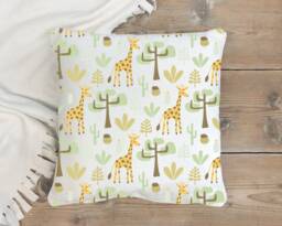 Jungle Animals Nursery Cushion , Safari Baby Decor Theme Giraffe - thumbnail 1