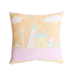 Castle Pillow Cover - Pink, Green & Orange - thumbnail 1