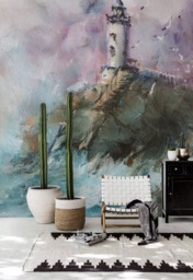 Lighthouse Seascape Oil Painting Wall Mural, Removable Wallpaper, Peel & Stick, Abstract Painting, Art, Decor, Adhesive #48 - thumbnail 1