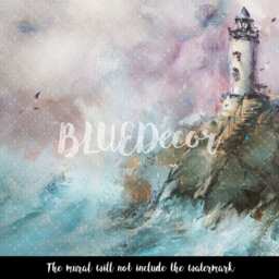 Lighthouse Seascape Oil Painting Wall Mural, Removable Wallpaper, Peel & Stick, Abstract Painting, Art, Decor, Adhesive #48 - thumbnail 3