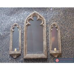 Beautiful Set Of Three Gothic Trefoil Mirrors - thumbnail 3