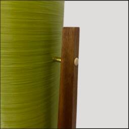 Handmade Mid Century Modern Rocket Lamp Avocado Green Spun Fiberglass & Teak - thumbnail 3