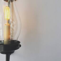 Vintage Style Brass Wall Sconce - Hurricane Shade Colonial Lighting - thumbnail 2