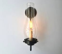 Vintage Style Brass Wall Sconce - Hurricane Shade Colonial Lighting