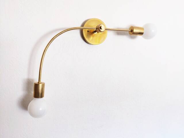 Arched Two-Arm Wall Sconce Raw Brass Modern Light - image 1