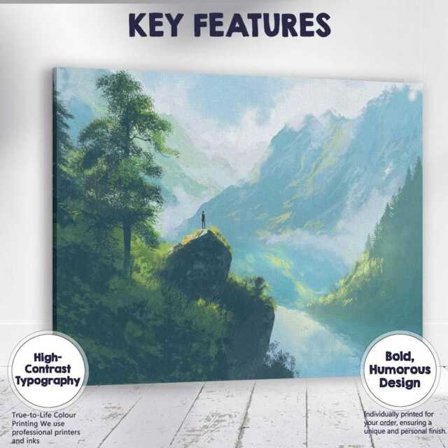 Lush Green Mountain Valley River Scenic Landscape Canvas Wall Art Print Decor Picture Ready To Hang - image 1