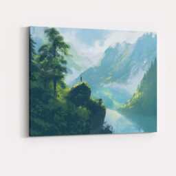 Lush Green Mountain Valley River Scenic Landscape Canvas Wall Art Print Decor Picture Ready To Hang - thumbnail 4