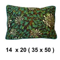 William Morris, Honeysuckle, Green & Brown Linen Union Cushion, Throw Pillow Cover, Home Decor - thumbnail 2