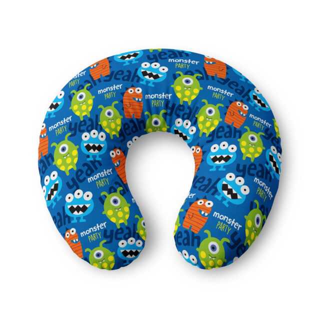 Blue Monster Pattern Nursing Pillow Cover - Cute Cartoon Monsters