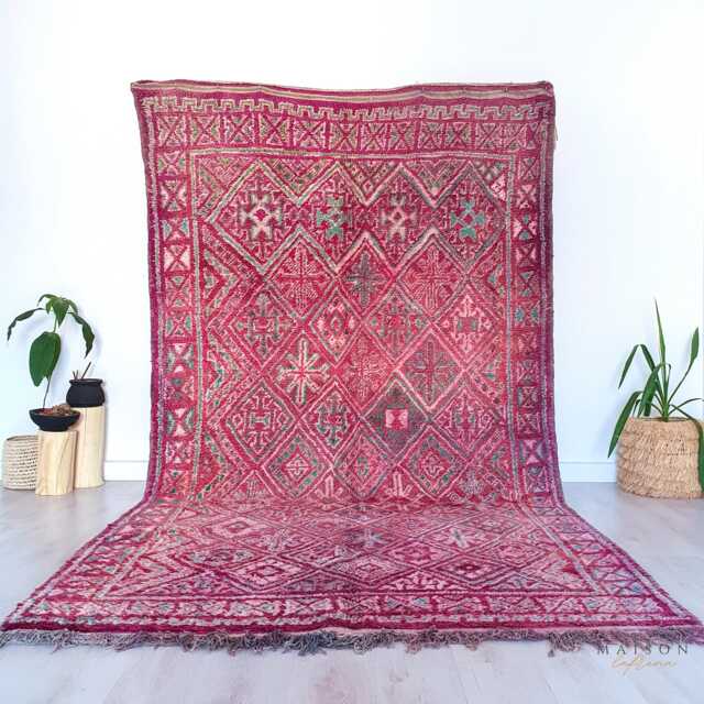 Vintage Purple Beni Mguild Rug, Authentic Moroccan 7x13 Ft - image 1