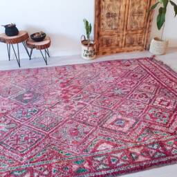 Vintage Purple Beni Mguild Rug, Authentic Moroccan 7x13 Ft - thumbnail 2