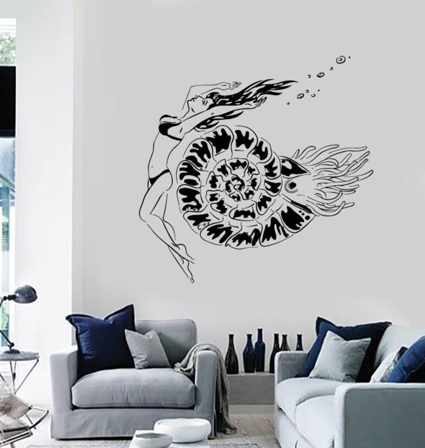 Wall Vinyl Decal Underwater Shell Nautical Sea Marine Decor Mural Art 1477Dz - image 1
