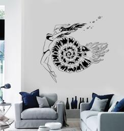 Wall Vinyl Decal Underwater Shell Nautical Sea Marine Decor Mural Art 1477Dz - thumbnail 1