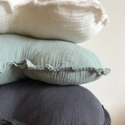 Muslin Cotton Heart Pillow Set Mint, Grey, Ivory Kids Cushions - thumbnail 3
