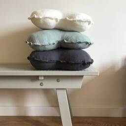 Muslin Cotton Heart Pillow Set Mint, Grey, Ivory Kids Cushions - thumbnail 2