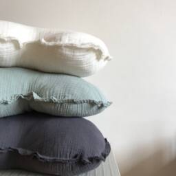 Muslin Cotton Heart Pillow Set Mint, Grey, Ivory Kids Cushions - thumbnail 4
