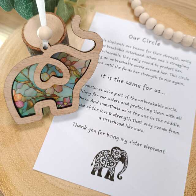 Sisterhood Elephant Gift - Friendship Suncatcher Christmas Tree Unbreakable Circle Thank You For Being My - image 1