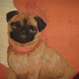 Pug On A Red Retro Chair Cream Tapestry Cushion Cover Sham - thumbnail 2