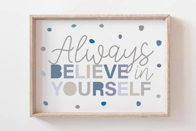 Boys Nursery Prints, Believe in Yourself, Quote, Bedroom Decor, Wall Art, Affirmations, Positive Prints - image 1