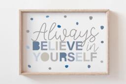 Boys Nursery Prints, Believe in Yourself, Quote, Bedroom Decor, Wall Art, Affirmations, Positive Prints - thumbnail 1