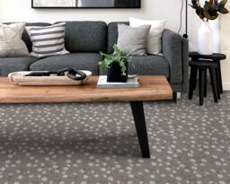 Floweret Teeny Spring Pattern Vinyl Flooring, Gray Flooring Linoleum, White Vivid Colors Inks, Daisy Pattern, High Quality Print, Comfort - thumbnail 1