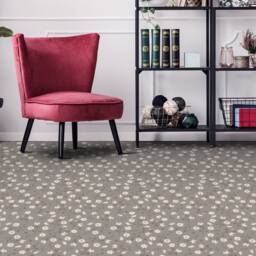 Floweret Teeny Spring Pattern Vinyl Flooring, Gray Flooring Linoleum, White Vivid Colors Inks, Daisy Pattern, High Quality Print, Comfort - thumbnail 3