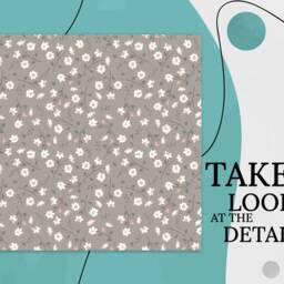 Floweret Teeny Spring Pattern Vinyl Flooring, Gray Flooring Linoleum, White Vivid Colors Inks, Daisy Pattern, High Quality Print, Comfort - thumbnail 2