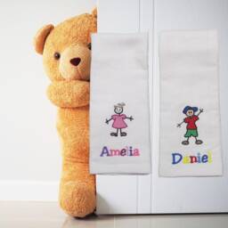 Personalized Kids Hand Towel Embroidered Cotton Terry Velour - thumbnail 2
