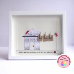 Personalised New Home Gift House Warming Present Framed House Shaped Print With Address & Names Of Family Choose Colour - thumbnail 1
