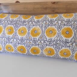 Yellow Medallion Pillow Cover Gray Floral Suzani Print - thumbnail 2