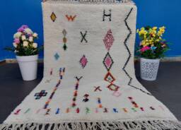 Handmade Wool Beni Ourain Rug 4x6 Ft Colorful Moroccan Decor - thumbnail 1