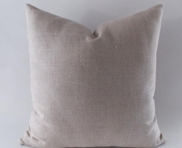 Beige Linen Pillow Cover Handcrafted Throw Cushion - image 1