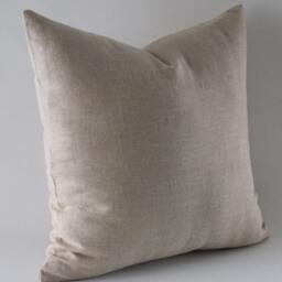 Beige Linen Pillow Cover Handcrafted Throw Cushion - thumbnail 3