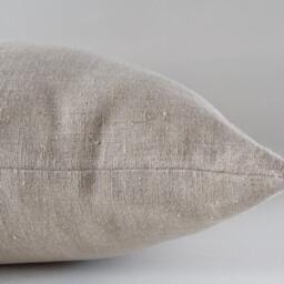 Beige Linen Pillow Cover Handcrafted Throw Cushion - thumbnail 2