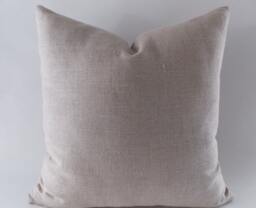Beige Linen Pillow Cover Handcrafted Throw Cushion - thumbnail 1
