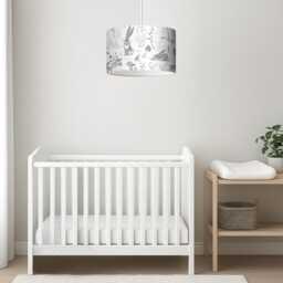 Grey Sketch Hares Lampshade - Neutral Woodland Nursery Guess How Much I Love You For Baby Room Drum Shade Handmade - thumbnail 2