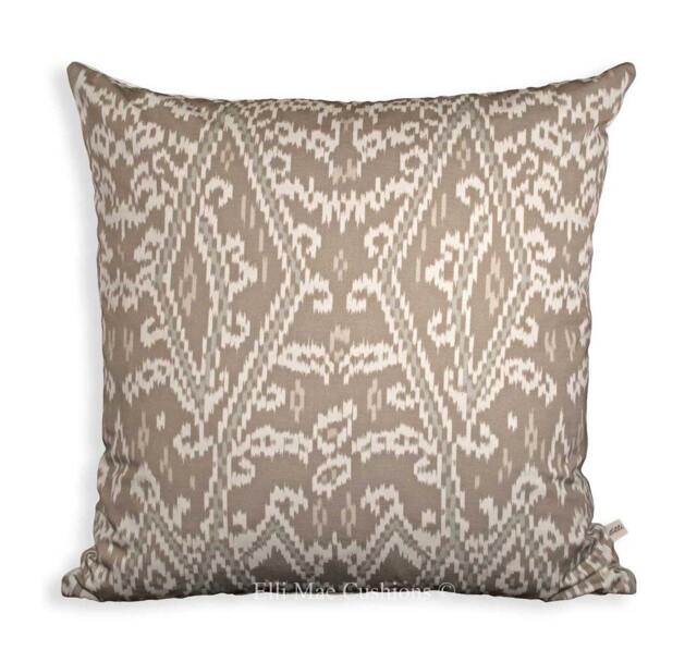 Schumacher Maya Ikat Luxury Designer Grey Cotton Fabric Cushion Pillow Cover - image 1