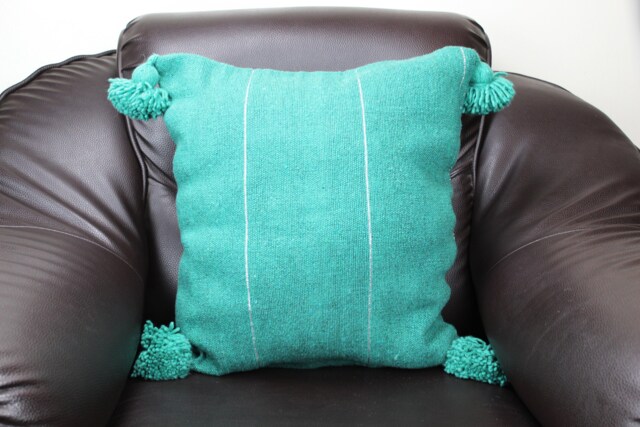 Green Berber Moroccan Pom Cotton Pillow Cover - image 1