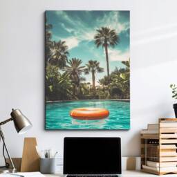 Vibrant Palm Tree Beach Summer Vacation Abstract Painting Framed Poster Print & Canvas Wall Decor Art Bedroom Home Interior Gift