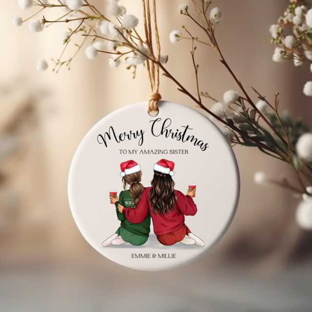 Christmas Bauble Gift For Sister, Gifts Sister Ornament, Secret Santa Gifts, Custom - image 1