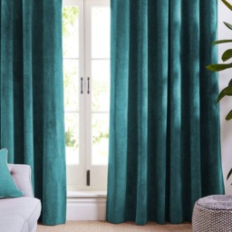 Blue Turquoise Velvet Curtain Panels, Custom Window Drapes