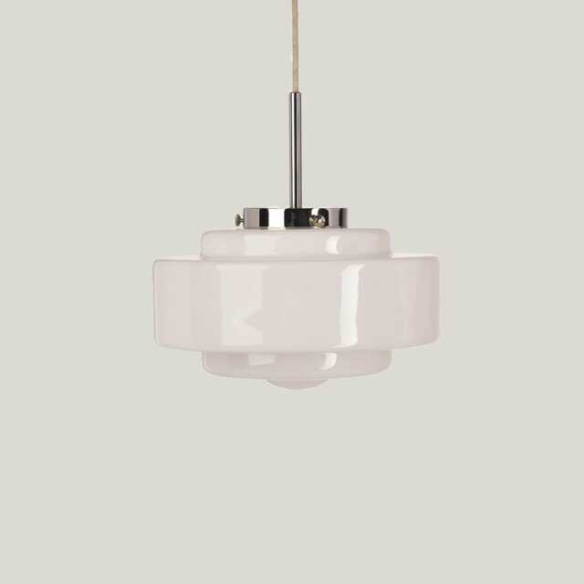 Art Deco Lamp With White Glass, Art Lighting Silver, Nickel - image 1