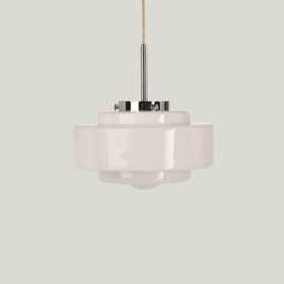 Art Deco Lamp With White Glass, Art Lighting Silver, Nickel