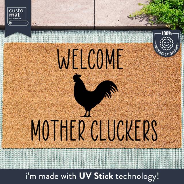 Welcome Mother Cluckers - Funny Doormat Rooster Door Mat Farmhouse Gift Home Housewarming - image 1