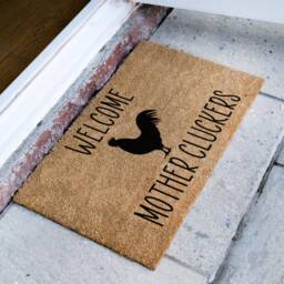 Welcome Mother Cluckers - Funny Doormat Rooster Door Mat Farmhouse Gift Home Housewarming - thumbnail 2