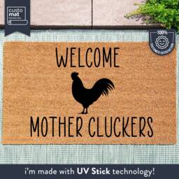 Welcome Mother Cluckers - Funny Doormat Rooster Door Mat Farmhouse Gift Home Housewarming - thumbnail 1